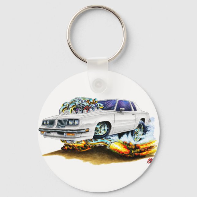 1983-88 Cutlass White Car Key Ring (Front)