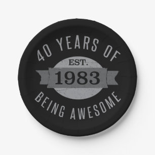 1983 Awesome 40th Birthday Paper Plate