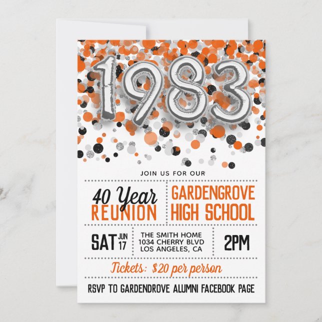 1983 High School College Reunion Invitation (Front)