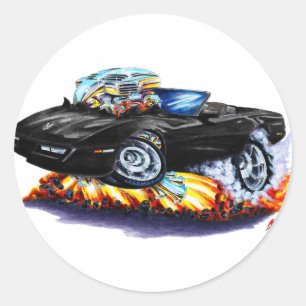 1984-93 Corvette Black Convertible Classic Round Sticker