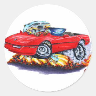 1984-93 Corvette Red Convertible Classic Round Sticker