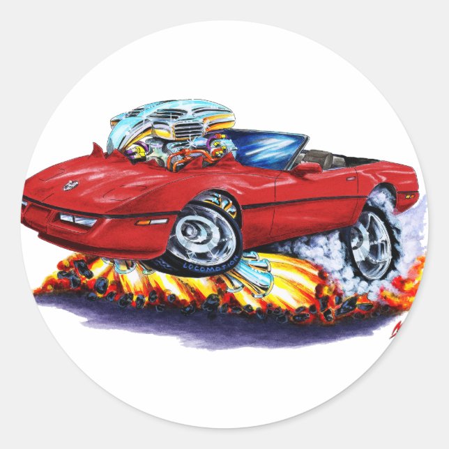 1984-93 Corvette Ruby Convertible Classic Round Sticker (Front)