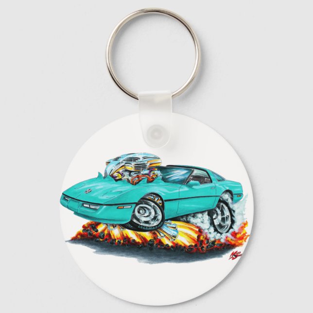1984-93 Corvette Turquoise Car Key Ring (Front)