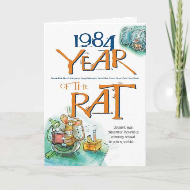 1984 Chinese Zodiac Rat Funny Birthday Card (Front)