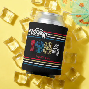 1984 Retro Stripe Vintage Custom Age - Year  Can Cooler