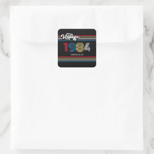 1984 Retro Stripe Vintage Custom Age - Year Square Sticker
