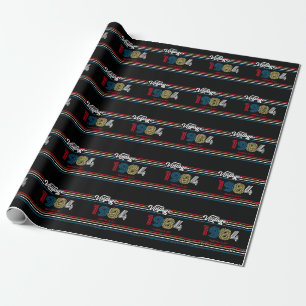 1984 Retro Stripe Vintage Custom Age - Year Wrapping Paper