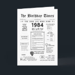 1984 The Year You Were Born Birthday Card<br><div class="desc">Take a journey back in time with our captivating 1984 birthday card! Filled with historical moments and thrilling facts, it's tailor-made for your special day. This birthday card brims with insights and snapshots of life during that era. From noteable events like breakdancing, the collapse of the Soviet Union, and the...</div>