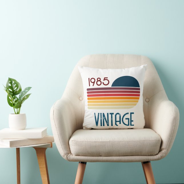 1985 40th Birthday Retro Rainbow Stripe Sun Cushion (Chair)