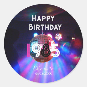 1985 Disco Ball 40th Birthday Party  Classic Round Sticker