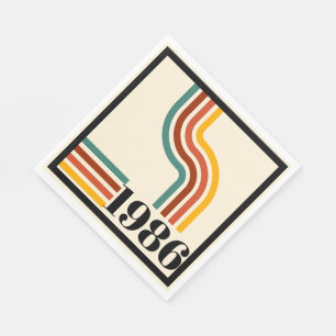 1986 40th Birthday Retro Stripe Vintage Napkin