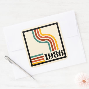 1986 40th Birthday Retro Stripe Vintage Square Sticker