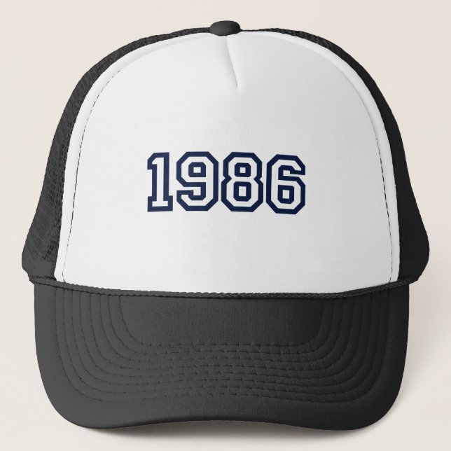 1986 birth year T-shirt Trucker Hat (Front)