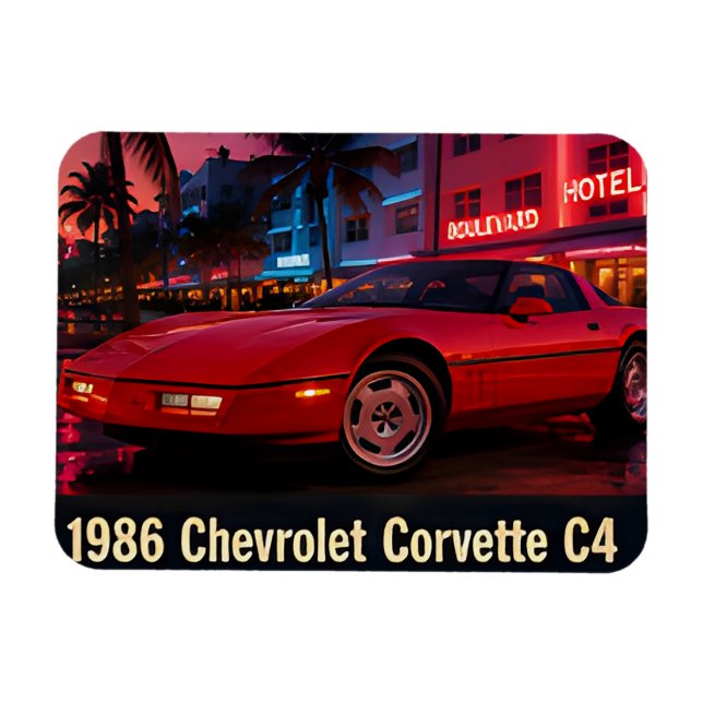 1986 Chevrolet Corvette C4 Miami 1980s Retro Ameri Magnet (Horizontal)