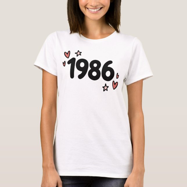 1986 Cute Retro Birthday T-Shirt (Front)