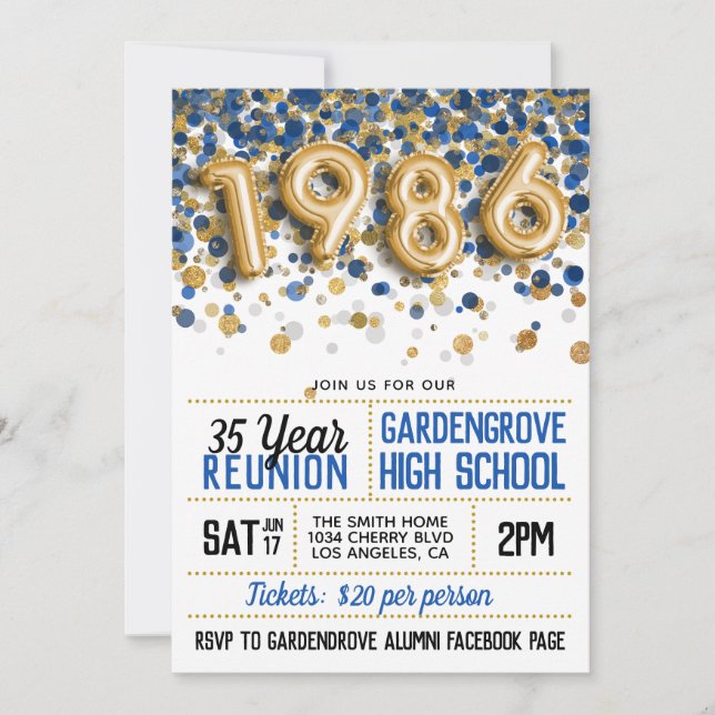 1986 High School College Reunion Invitation (Front)