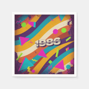 1986- Retro Vintage 80s Neon Geometric - Napkin