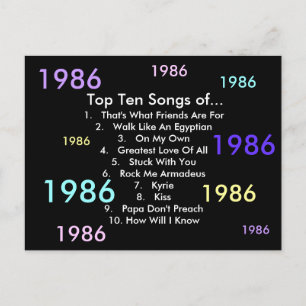 1986 Songs Postcard