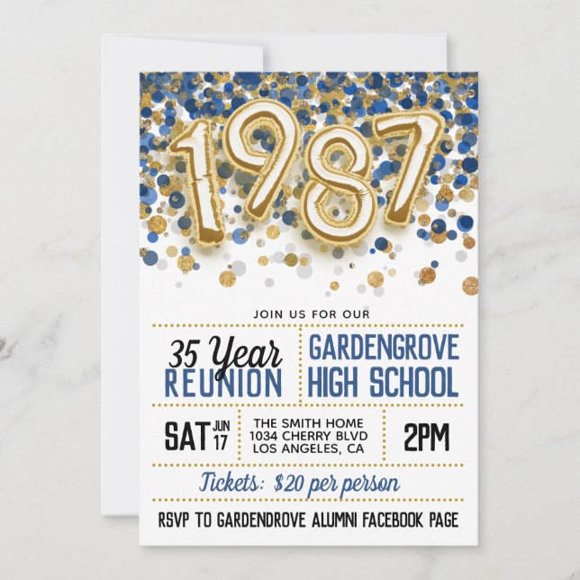 1987 High School College Reunion Invitation (Front)