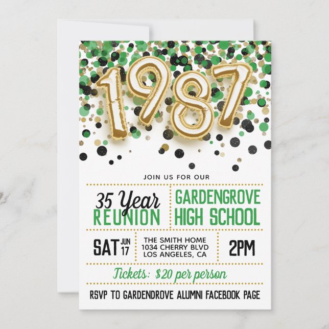 1987 High School College Reunion Invitation (Front)