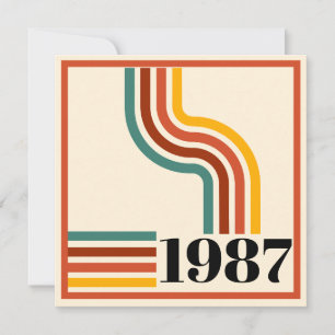 1987 Retro Stripe 40th Birthday Thank You Card