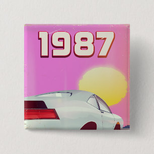1987 sportscar poster 15 cm square badge
