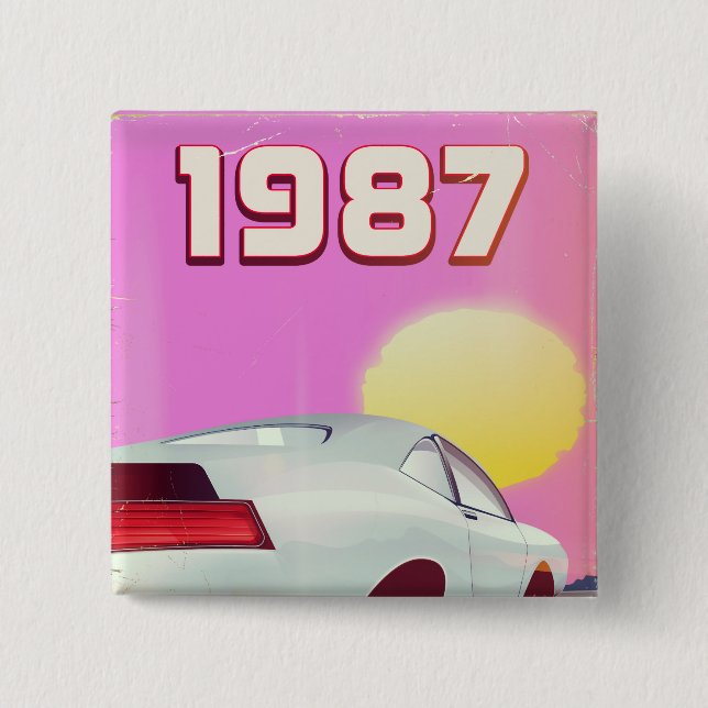 1987 sportscar poster 15 cm square badge (Front)
