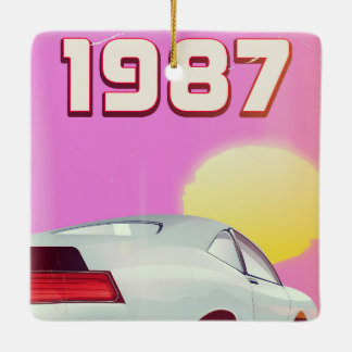 1987 sportscar poster ceramic tree decoration