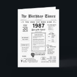 1987 The Year You Were Born Birthday Card<br><div class="desc">Take a journey back in time with our captivating 1987 birthday card! Filled with historical moments and thrilling facts, it's tailor-made for your special day. This birthday card brims with insights and snapshots of life during that era. From noteable events like breakdancing, the collapse of the Soviet Union, and the...</div>