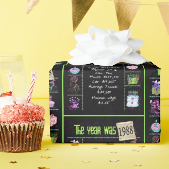 1988 Birthday Year Trivia Wrapping Paper (Birthday Party)