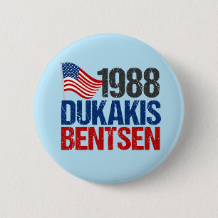 1988 Dukakis Bentsen Retro Election 6 Cm Round Badge