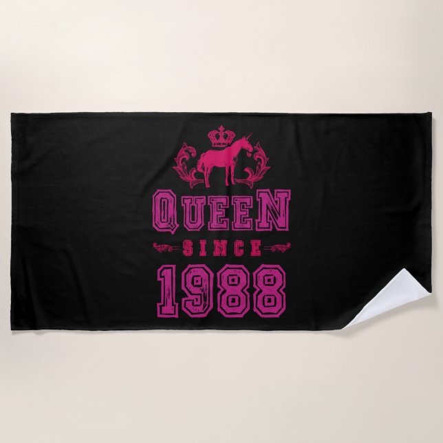 1988 Queen Unicorn Beach Towel (Front)