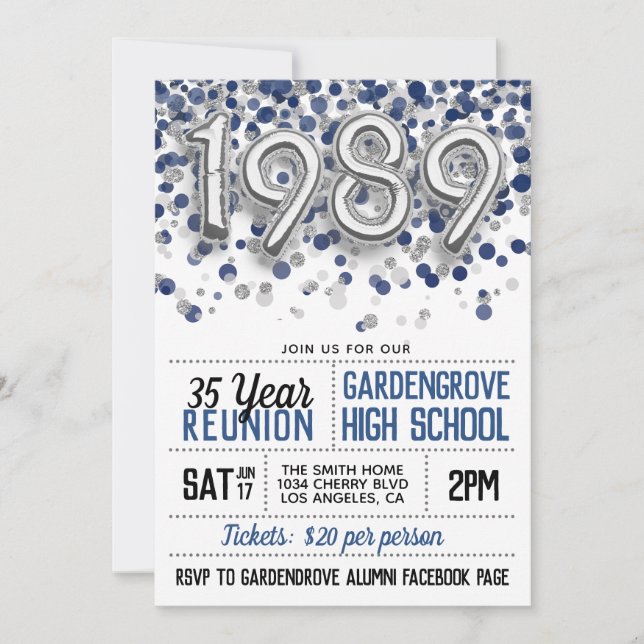 1989 High School College Reunion Invitation (Front)
