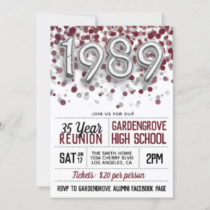1989 High School College Reunion Invitation