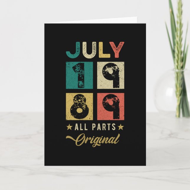 1989 July Birthday Retro Card (Front)
