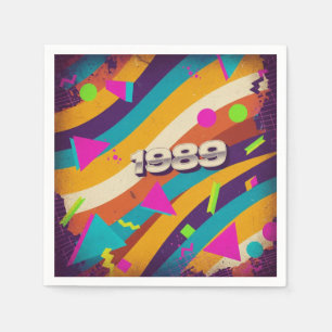 1989- Retro Vintage 80s Neon Geometric - Napkin