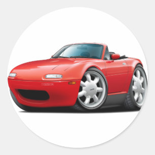 1990-98 Miata Red Car Classic Round Sticker