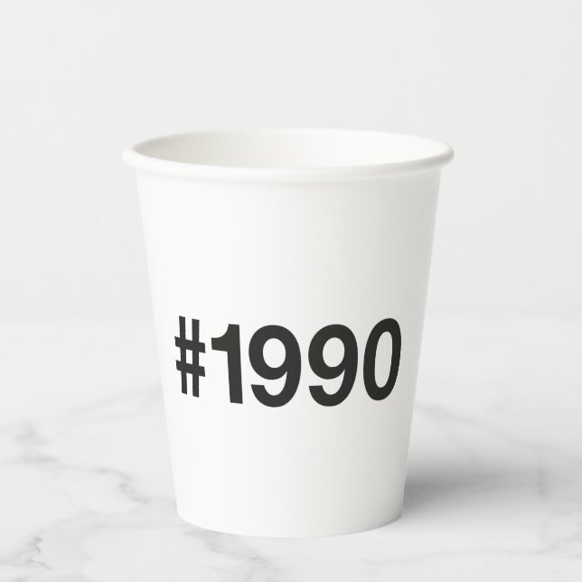 1990 Hashtag 35 Birthday Anniversary Paper Cups (Front)