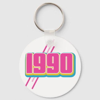 1990 vintage text classic round sticker key ring