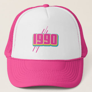 1990 vintage text trucker hat