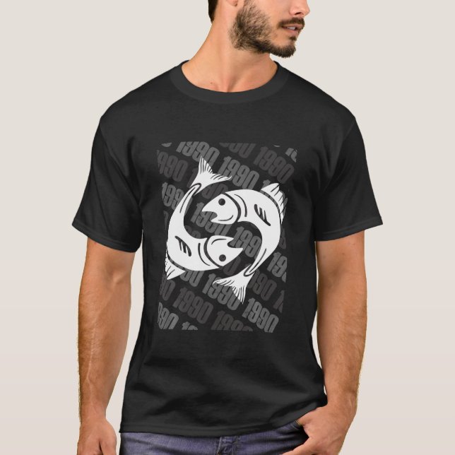 1990 Zodiac Birthday Gift Horoscope Pisces T-Shirt (Front)