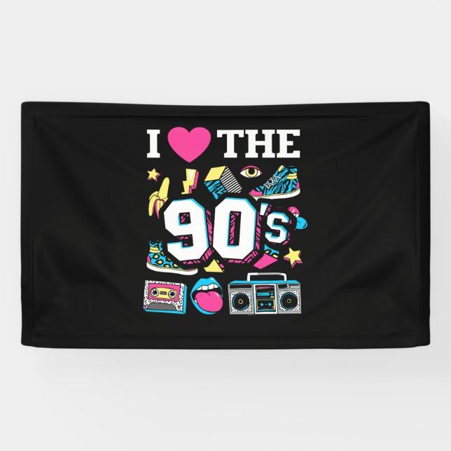 1990's 90s I Heart the Nineties Banner (Horizontal)