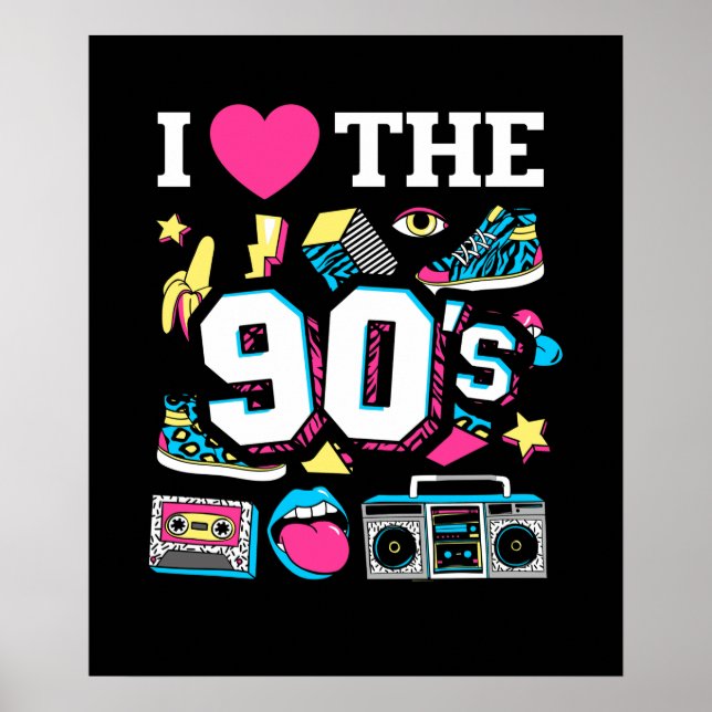 1990's 90s I Heart the Nineties Poster (Front)