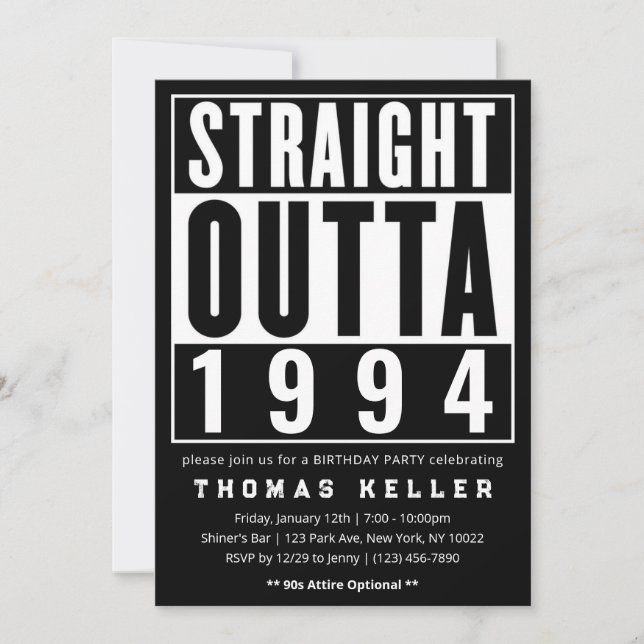 1990s Hip Hop Birthday Party Invitation (Front)