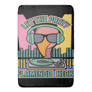 1990's Let The Party Flamingo Kick Animal Vintage Bath Mat
