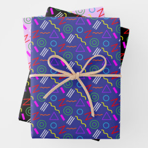 1990s party pattern kids birthday wrapping paper sheet