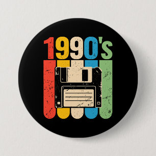 1990s retro floppy disc computer nostalgia 7.5 cm round badge