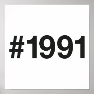 1991 Hashtag 34 Birthday Anniversary Poster