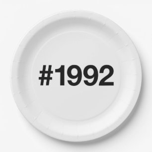 1992 Hashtag 31 Birthday Anniversary Paper Plate