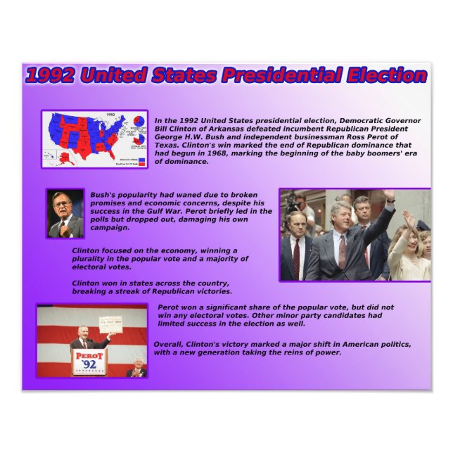 1992 United State Presidential Election Photo Print (Front)